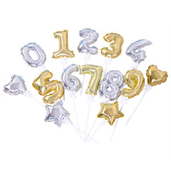 Automatic inflatable birthday cake plug-in decorative number balloon 5-inch gold and silver self-exploding ball aluminum film balloon