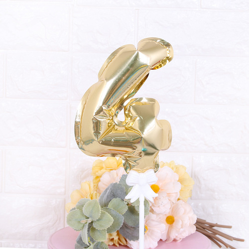 Automatic inflatable birthday cake plug-in decorative number balloon 5-inch gold and silver self-exploding ball aluminum film balloon
