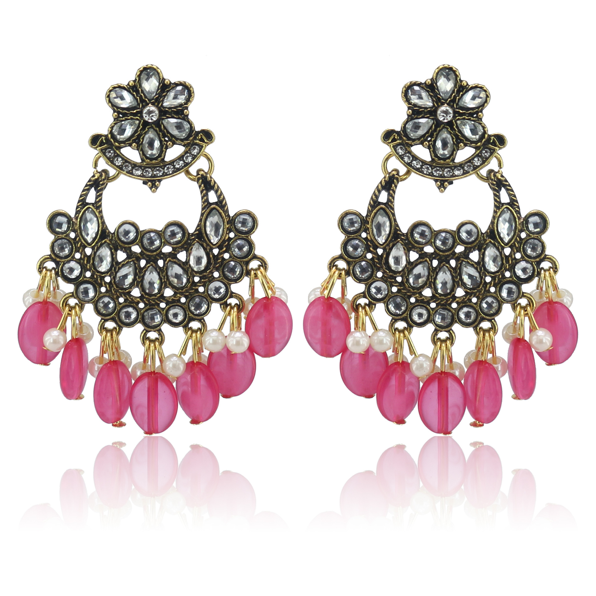 Retro earrings pearl with tassels