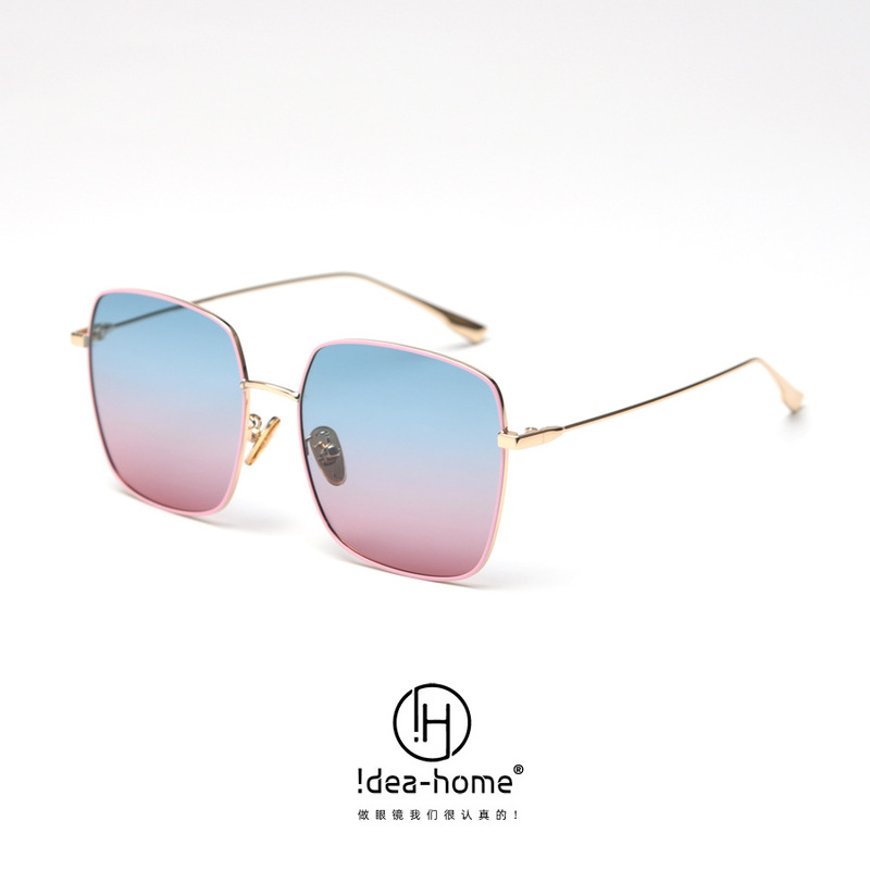 S31044 Metal Polarized Color Film Sunglasses Women's Couple Box Sunglasses Men's European and American Square Sunglasses