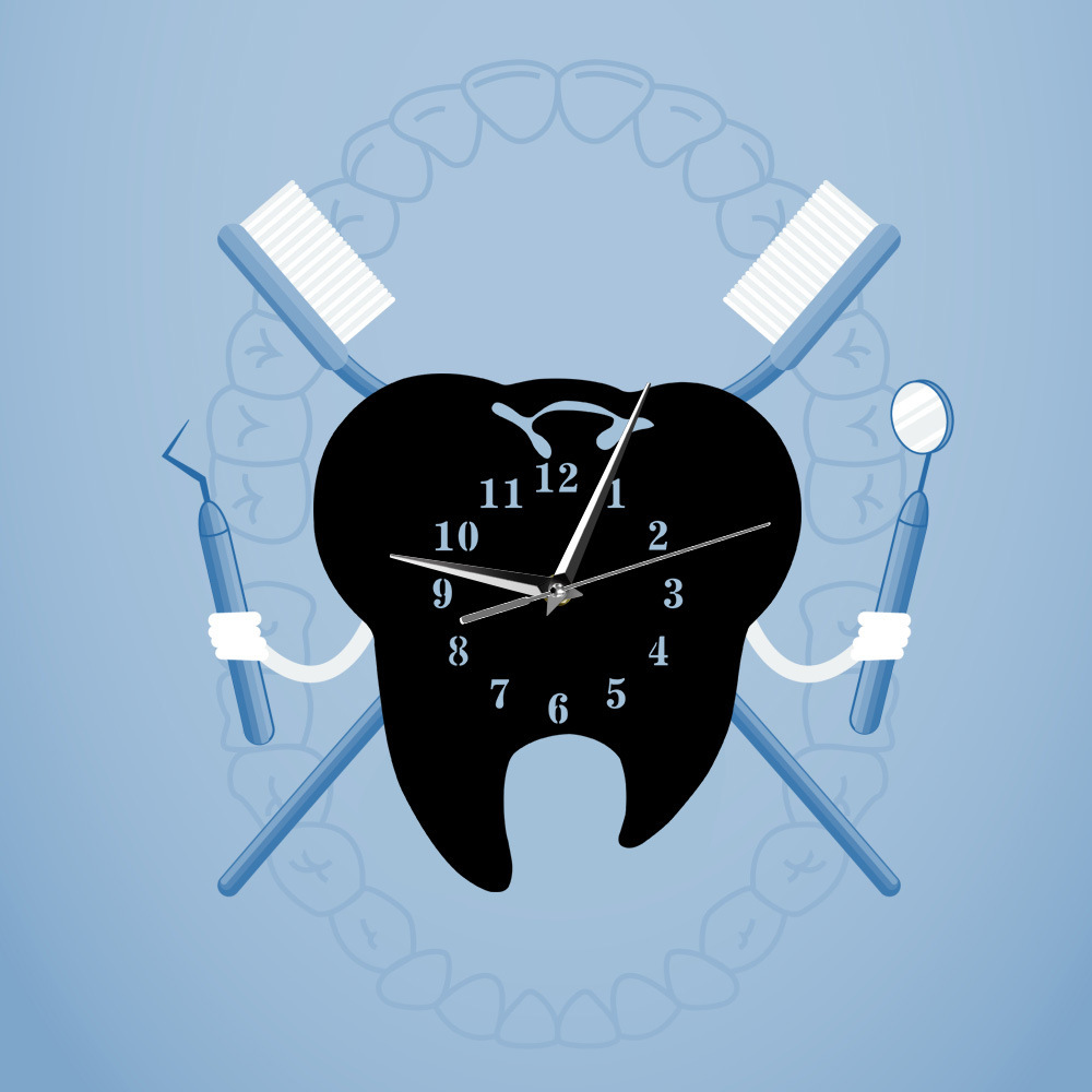 GZ132 tooth shaped mirror wall clock silent DIY creative clock modern living room bedroom dental clinic decoration clock