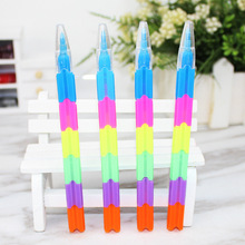 积木蜡笔可拆装创意可爱涂色蜡笔6色彩虹蜡笔油画棒学生用