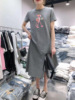 Long summer T-shirt dress for leisure, skirt, plus size, mid-length