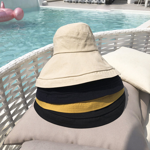 Summer Hat, Korean Style, Versatile, Japanese Fisherman Hat for Women, Beach Outing Sun Hat, Face Covering, Large Brim Sun Protection