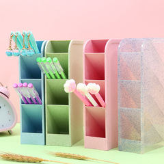 Student oblique pen holder ins stationery storage box creative fashion transparent wheat multifunctional desktop storage box
