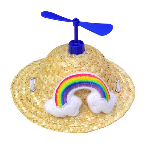 Pet straw hat summer cat and dog decoration small and medium-sized puppies new spring and summer bamboo dragonfly hat Teddy photo props