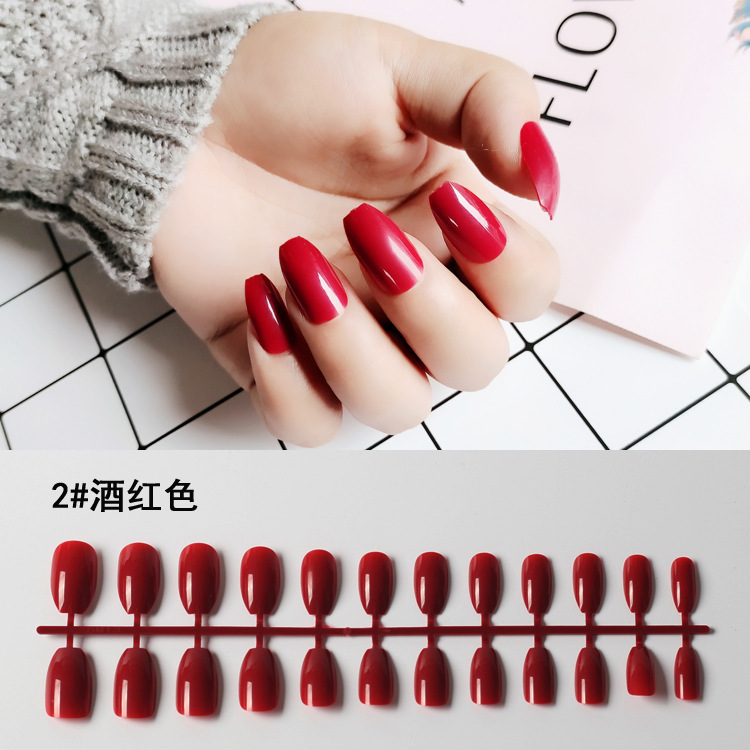Ballet nail nail nail 24 piece strip fake nail finished solid color patch coffin nail fake nails cross-border wholesale Ballet nail nail nail 24 piece strip fake nail finished solid color patch coffin nail fake nails cross-border wholesale