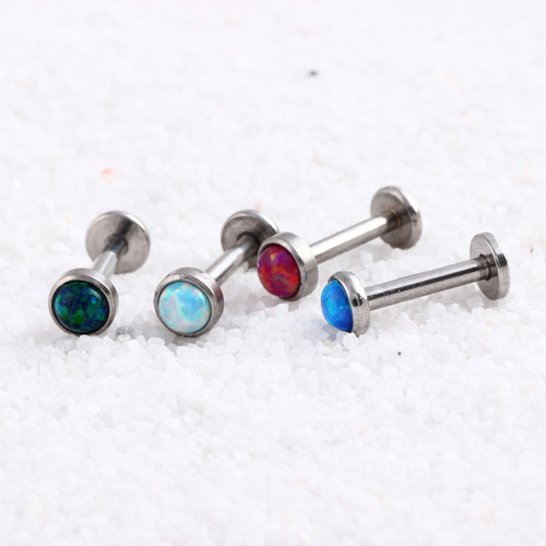 Amazon cross-border supply Opal earrings, lip nails, internal threads, Opal stainless steel ear bone nails, piercing popular accessories