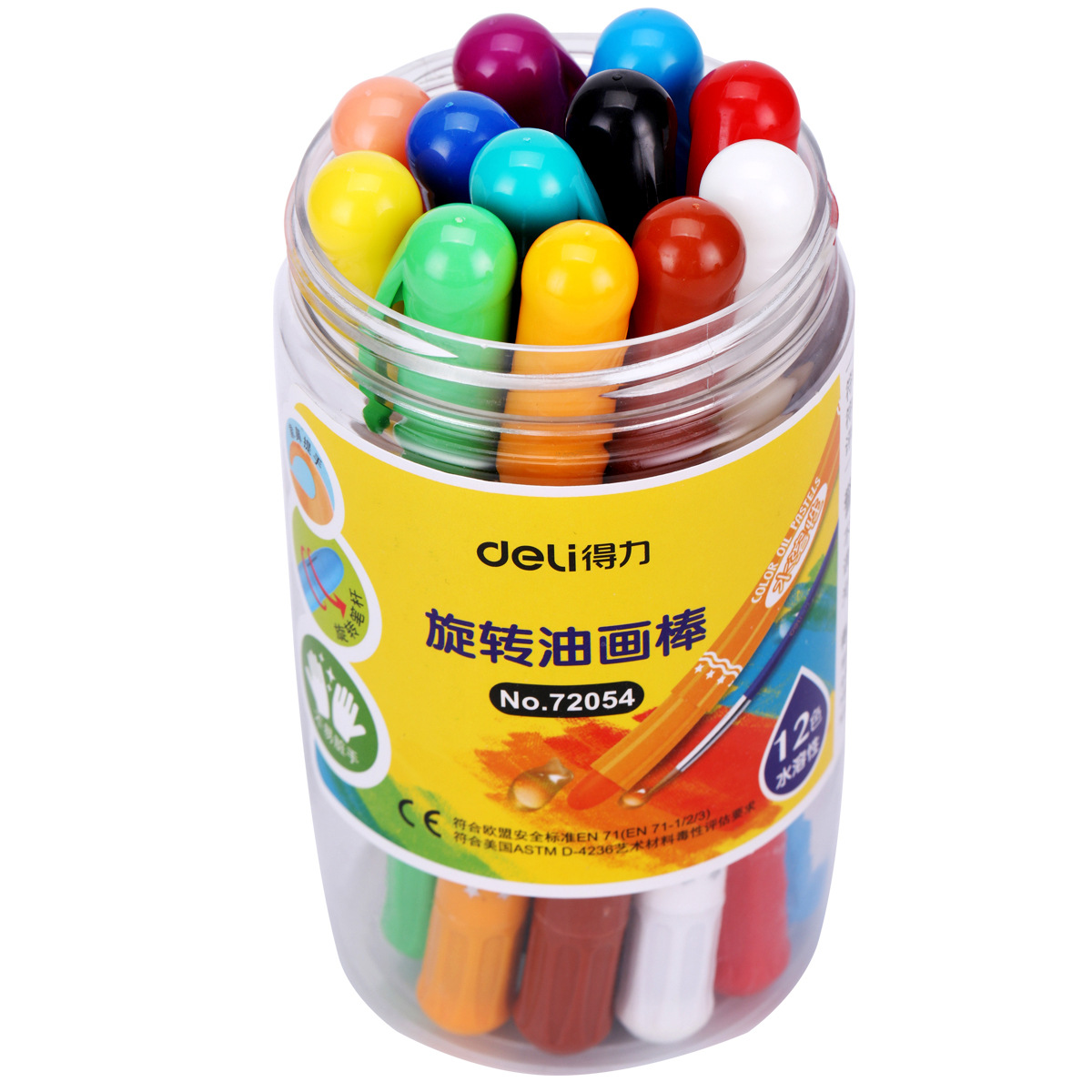 Deli 72054 /72055/72056 crayón soluble en agua lavable pintura al óleo palo giratoria núcleo pintura para colorear