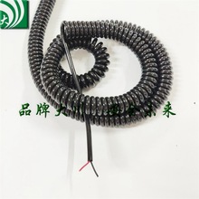 黑色弹簧线   2芯0.5平方黑色亮面螺旋线    PU弹簧线外径5毫米