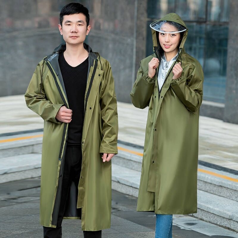 Twill Canvas Raincoat Security Protection Long Raincoat Thickened conjoined Walking Oxford Cloth Men's and Women's Poncho LOGO