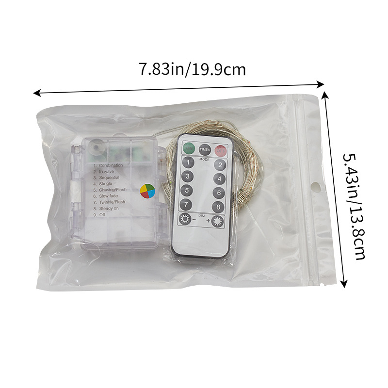 Amazon transfronteriza impermeable caja de batería alambre de cobre LED Cadena de luz control remoto de alambre de cobre Año Nuevo linterna al por mayor