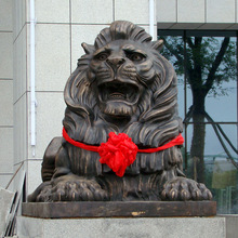 廠家供應獅子雕塑銀行門口銅獅子 園林銅雕美陳工藝品