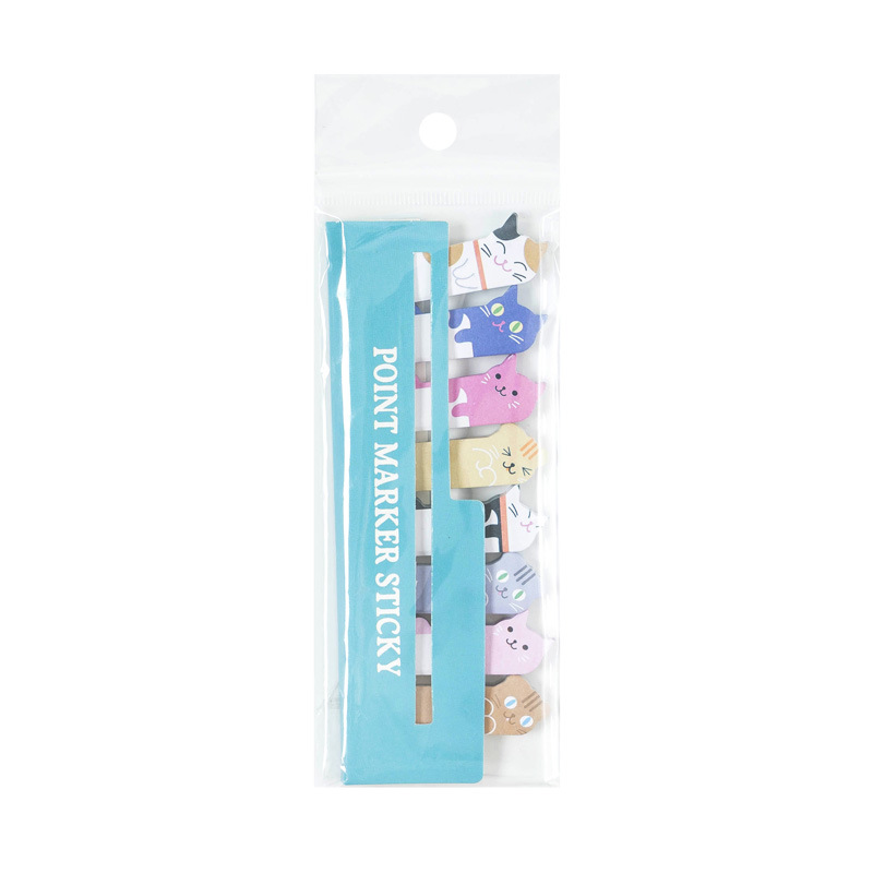 Lindo gato torcido mini animal de dibujos animados fila sentado N veces pegatinas creativo nota pegajosa 12g