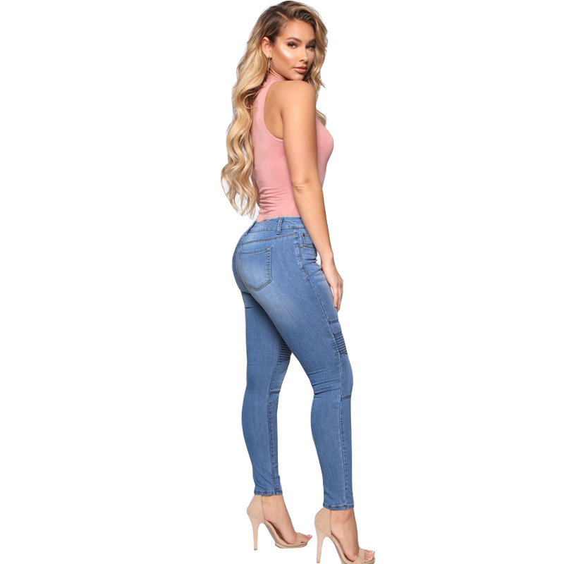 2023 Otoño e Invierno americano Amazon en stock europeo y americano Comercio exterior Pantalones de mezclilla elásticos de mujer