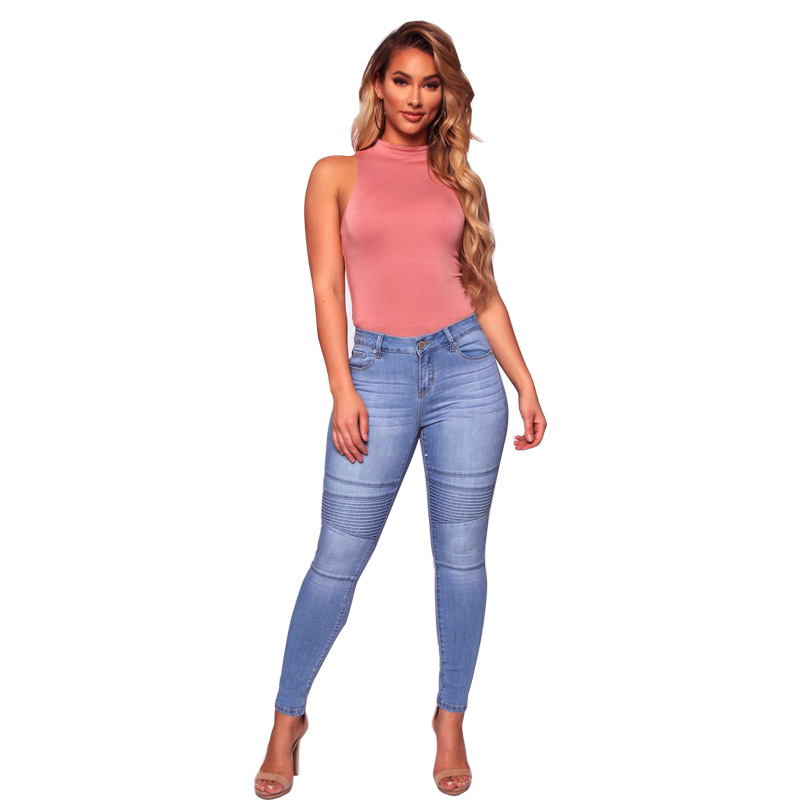 2023 Otoño e Invierno americano Amazon en stock europeo y americano Comercio exterior Pantalones de mezclilla elásticos de mujer