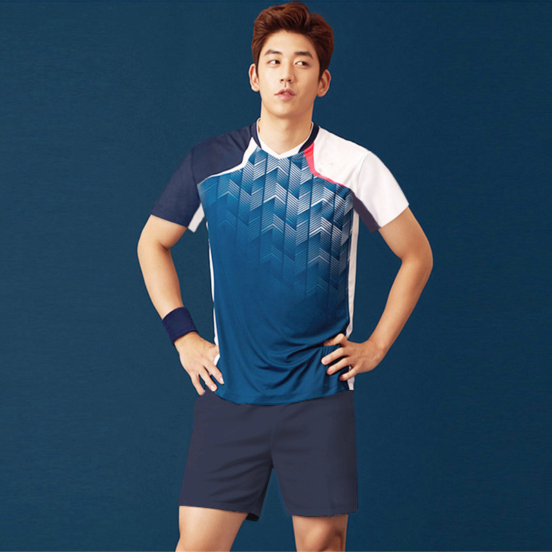 2019 Korean Style Badminton Suit Men's and Women's Short Sleeve Top Summer Quick-drying Tennis Club Competition Suit 1815