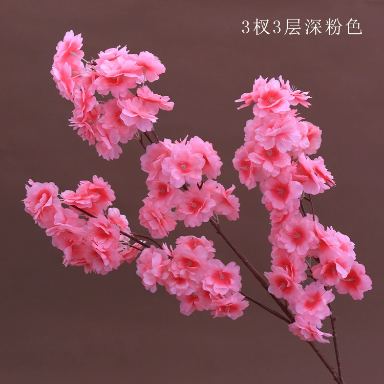 Artificial cherry blossom branches, 3–4 branches, multi‑layer realistic blossoms, wedding and event decor