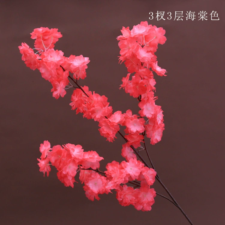 Artificial cherry blossom branches, 3–4 branches, multi‑layer realistic blossoms, wedding and event decor