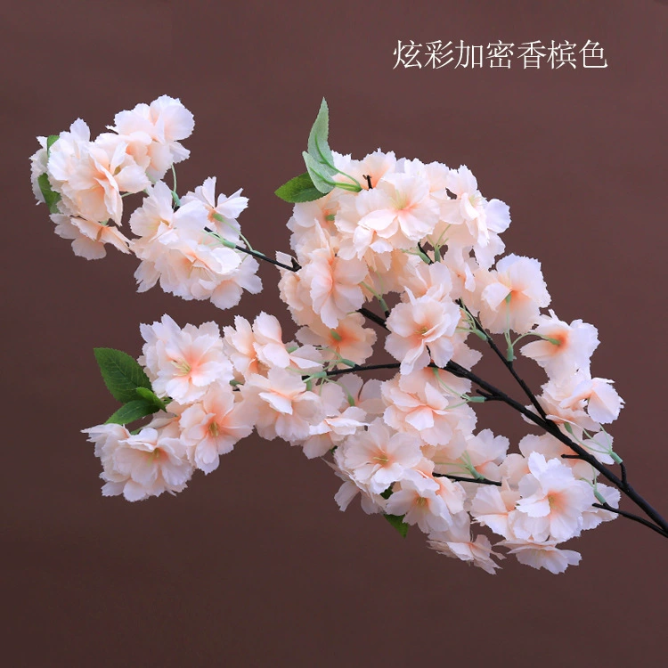 Artificial cherry blossom branches, 3–4 branches, multi‑layer realistic blossoms, wedding and event decor