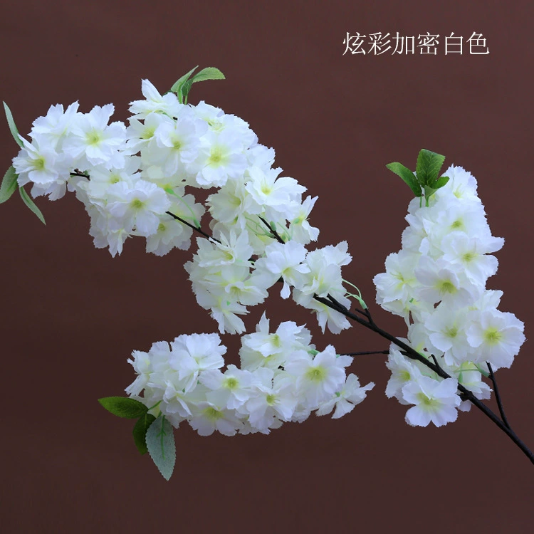 Artificial cherry blossom branches, 3–4 branches, multi‑layer realistic blossoms, wedding and event decor