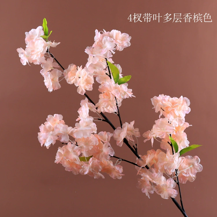 Artificial cherry blossom branches, 3–4 branches, multi‑layer realistic blossoms, wedding and event decor