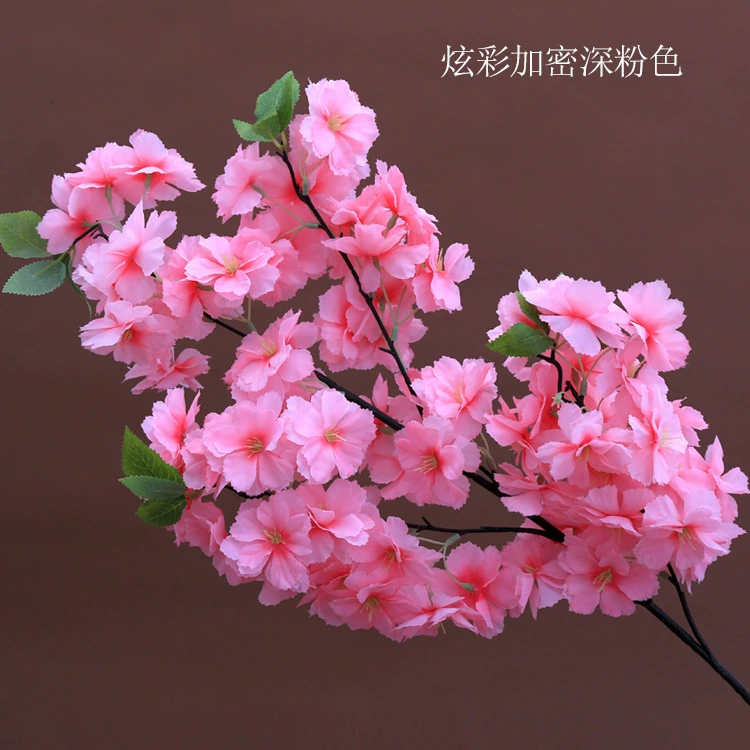 Artificial cherry blossom branches, 3–4 branches, multi‑layer realistic blossoms, wedding and event decor