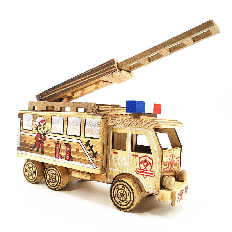 Children's Gift Educational Wooden Toys Wooden Car Model Excavator Mixer Crane Tractor Wooden
