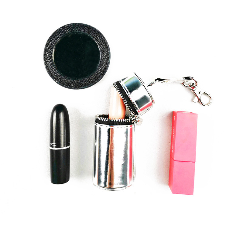 时尚纯色PU皮质唇膏保护盒  可爱口红盒便携迷你随身口红包