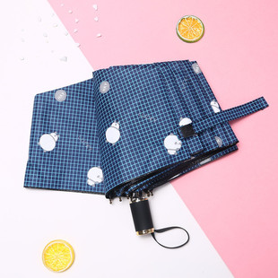 Creative Panda Small Fresh Sunny Umbrella Black Rubber Sunshade Folding Sunscreen Black Rubber Three-fold Umbrella Sun Umbrella
