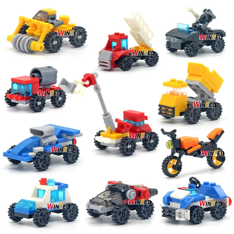 Конструкторская модель автомобиля Lego для малышей, маленькие блоки, подарок на день рождения от Shunlekang