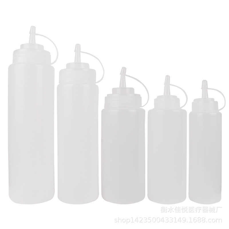 Squeeze botella de salsa de ensalada botella de salsa de plástico botella de ensalada boca puntiaguda Engrasador botella de aceite botella de salsa transparente