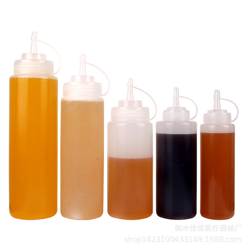 Squeeze salad sauce bottle plastic sauce bottle squeeze bottle salad bottle pointed mouth oil jug oil bottle transparent squeeze sauce bottle