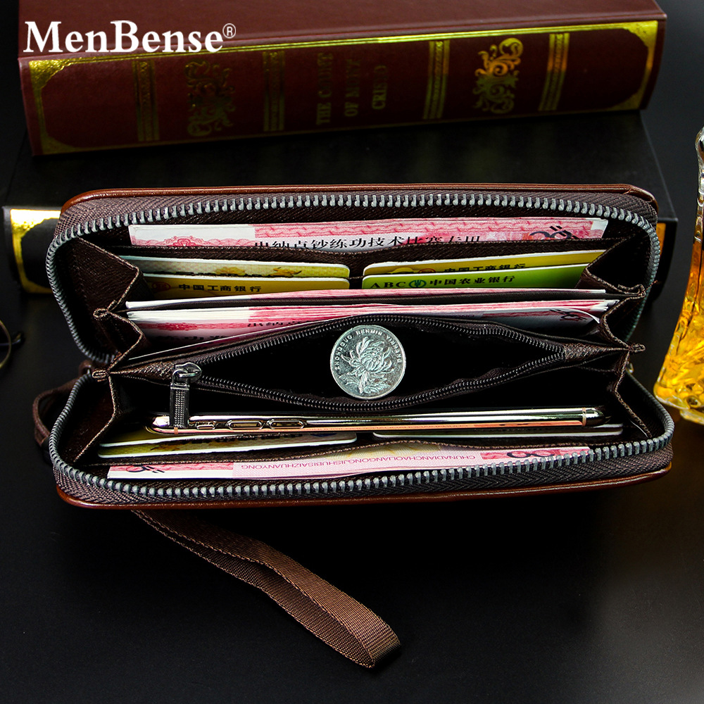 MenBense nueva cartera de los hombres de la cremallera larga bolsa de gran capacidad de Los Hombres bolso cartera bolso de la fábrica al por mayor
