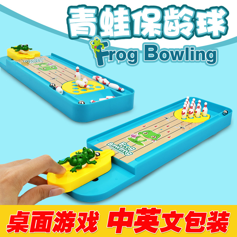 Cross-border frog bowling Puzzle interactive desktop game table bowling marbles launcher table games children's toys
