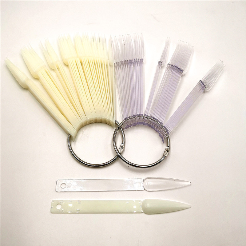 Nail art tools nail art with circle 50 a pack of natural color transparent skin color practice long pointed nail color plate color card
