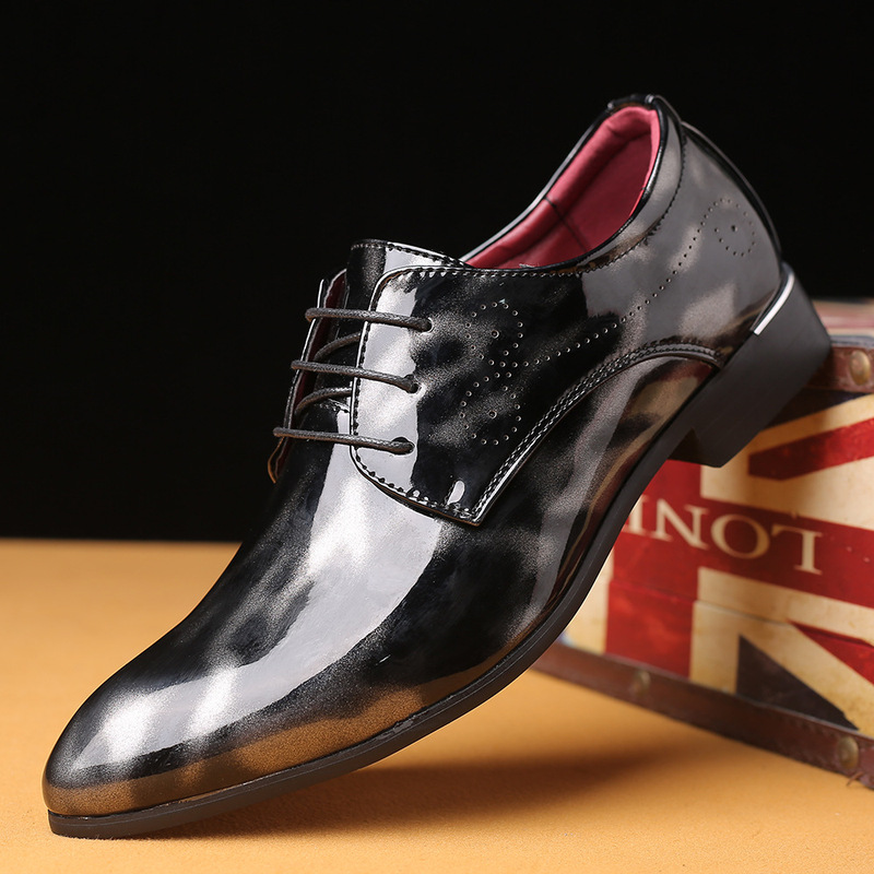 Spot Autumn Men's Pointed-Toe British Men's Formal Shoes Trendyy Large Size Leather Shoes Business Men's Shoes Cross-Border Foreign Trade
