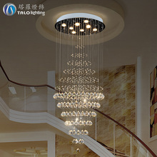 亚马逊创意复式楼大吊灯楼梯间长吊灯现代简约圆形客厅水晶吊灯