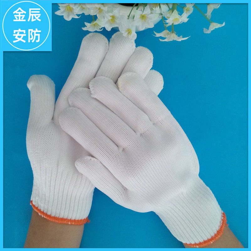 手套劳保耐磨白色尼龙涤纶工地上用耐用防滑多用途