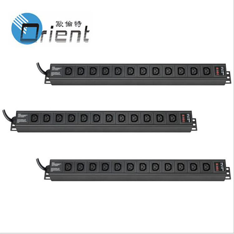 供应12位C13 带电流显示 PDU机柜插座12位16A输入专业排插数据中