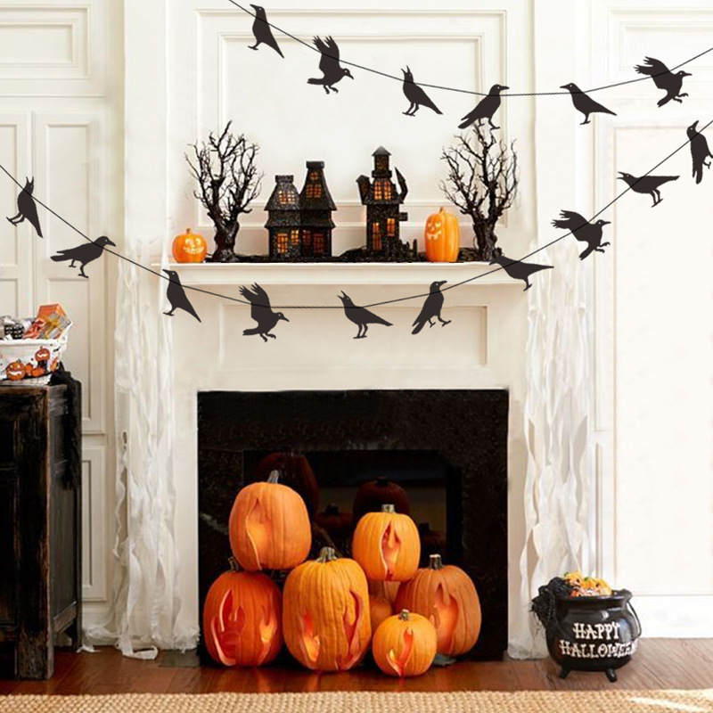 Halloween Decorations-Creative Black Flying Bird And Crow Ornaments For Halloween Party Setup And Decorations