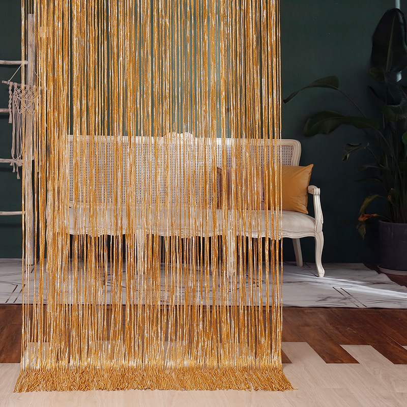 Factory straight hair 1*2 M S curtain silver curtain wedding decorative curtain living room partition curtain bold curtain line curtain