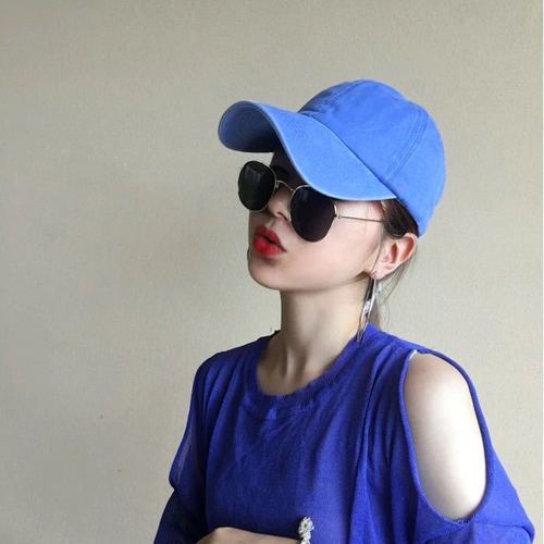 Versatile hat internet celebrity ulzzang retro denim solid color peaked baseball cap for men and women