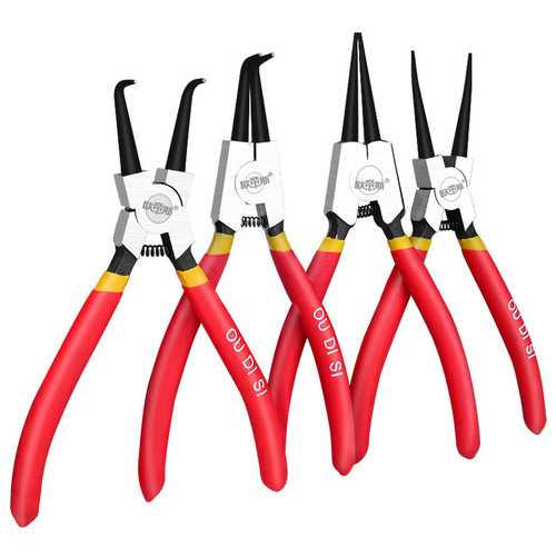 Circling pliers 7-inch retaining ring pliers Internal and external supports, inner straight outer bends, inner bends Multi-functional 9-inch snap ring pliers Card yellow pliers