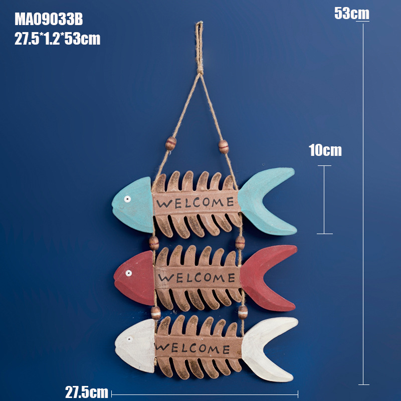 Fishbone bienvenida listado Mediterráneo decoración del hogar colgante de pared de madera creativa tablero colgante-myrion