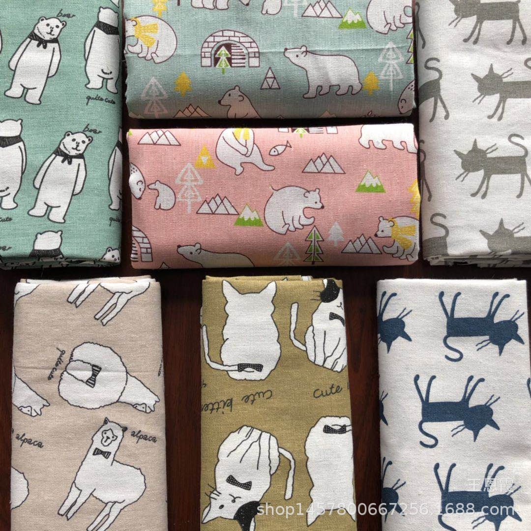 可爱卡通动物 DIY手工 专业印染 厂价供应 麻布印花 花色全工艺品