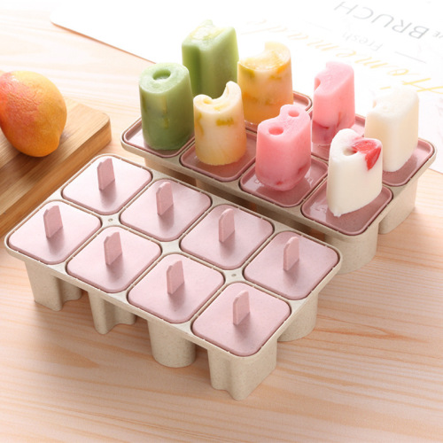 8 consecutive ice cream molds, ice cream popsicles, DIY creative popsicle molds, home-made popsicle grids with sticks