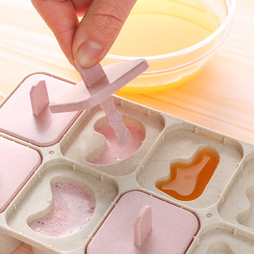 8 consecutive ice cream molds, ice cream popsicles, DIY creative popsicle molds, home-made popsicle grids with sticks