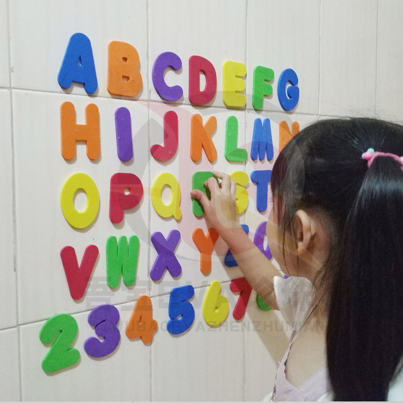 Children's Kindergarten Eva Letter Stickers 26 English Letters + 10 Number Pinyin Bath Toys Manufacturer Wholesale