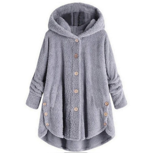 Amazon eBay 2025 Winter New Fashion Women's European and American Button Plush Top Asymmetrical Trend Brand Solid Color Coat